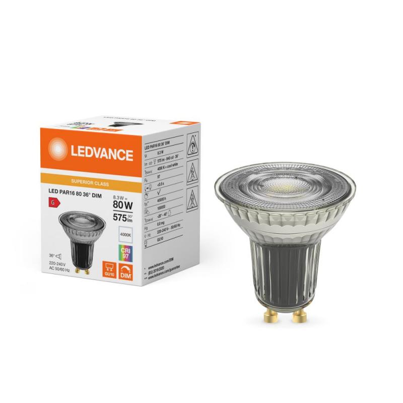 Ledvance GU10 PAR16 Reflektor 36° 8,3W wie 80W dimmbarer neutralweißer Strahler 4000K 97Ra sehr hohe Farbwiedergabe